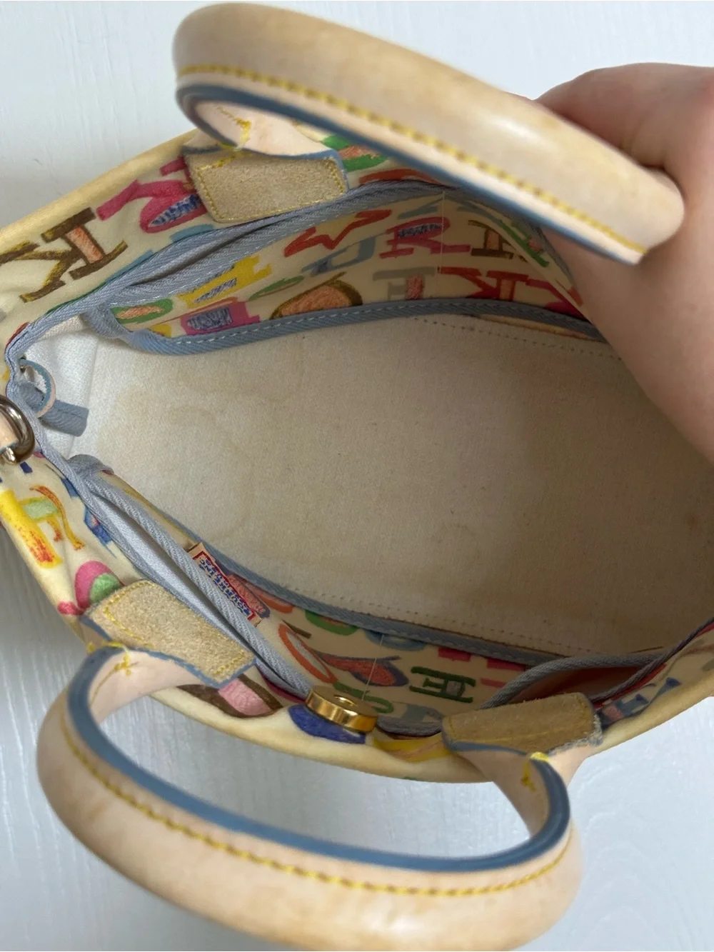 VTG Dooney And Bourke Graffiti Monogram Colorful Purse Coated Canvas Y2K Vintage